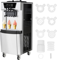 Garvee 2200W Commercial Soft Serve Ice Cream Machine - 30L/H High Output, 3-Flavor Mix & Auto-Clean for Cafes, Food Trucks, Snack Bars (LCD Display, 65dB Quiet)