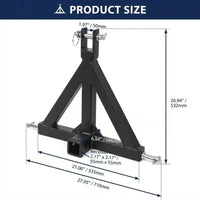 Garvee 3 Point Trailer Hitch 2" Receiver with Towing Ball & Hook Heavy Duty Cat.1 Steel Quick Hitch Attachment for Kubota Subcompact Tractor Farm Use
