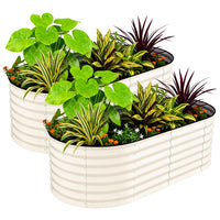 Garvee 2-Pack 183*91*61 cm Galvanised Metal Raised Garden Beds Large Deep Planter Boxes for Allotments, Vegetables & Flowers Beige