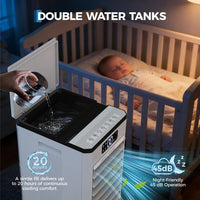 Garvee Evaporative Cooler, 7L (1.54Gal) Portable Air Conditioner Fan with TOUCH SCREEN & Remote Control, 3 Speeds & LED Display, Casters Included, 65W, UK Plug for Bedroom, Office, Home