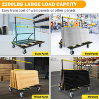 GARVEE Drywall Cart 1000kg Load Capacity Foldable Panel Trolley with Brakes Black & Yellow Sheetrock Plywood Ceramic Tile Dolly for Construction
