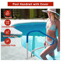 Garvee Pool Handrail 76 x 56 cm Stainless Steel Inground Pool Rail with Base Plate for Garden Water Parks Swimming Pool