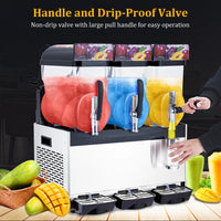Garvee 45L Commercial Slush Machine, Triple Bowl 3 x 15L Frozen Drink & Granita Maker, 230V Self-Cleaning