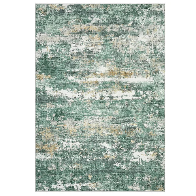 GARVEE Large Area Rug 160x230cm Green Abstract Vintage Carpet Soft Low Pile Stain-Resistant Comfortable Floor Mat Living Room Bedroom