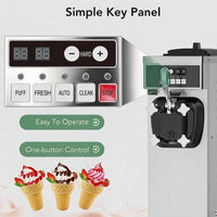 Garvee Commercial Soft Serve Ice Cream Maker 1100W 7L Hopper, 5.8Gal/H Output for Restaurants, Food Trucks, Cafes & Parties (Sleek White, Easy-Clean)