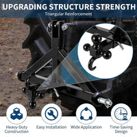 Garvee 3 Point Trailer Hitch 2" Receiver with Towing Ball & Hook Heavy Duty Cat.1 Steel Quick Hitch Attachment for Kubota Subcompact Tractor Farm Use