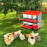 Garvee 6-Compartment Chicken Nesting Box – Poultry Laying Box with Removable Trays for Easy Cleaning, Heavy-Duty Design for Coops & Farmyards – Red