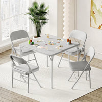 Garvee Grey Portable Square Folding Card Table 85.3 cm (33.6 in) with Soft PU Leather Cushion Top for Dining Living Room and Camping