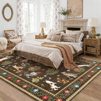 GARVEE Washable Area Rug 160x230cm Non-Slip Cat Floral Pattern Soft Pearl Velvet Carpet Low Pile Stain-Resistant Mat Living Room Bedroom