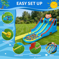 Garvee 8-in-1 Inflatable Water Park for Kids – Hexagonal Dragon-Themed Pool, Double Slides, Climbing Wall, Bounce House, Basketball Hoop, Water Guns, Durable Oxford, 550W Blower – 26002 Inflatable Water Park Hexagonal Dragon Theme - British Standard