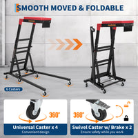 Garvee Foldable Topside Engine Creeper, 48"-66" Adjustable Height, 400lbs Heavy Duty Capacity, Padded Deck with Locking Swivel Castors, H-Base Stable Frame for Garage & Workshop Car Repairs