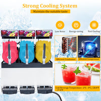Garvee 45L Commercial Slush Machine, Triple Bowl 3 x 15L Frozen Drink & Granita Maker, 230V Self-Cleaning