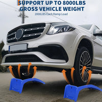 Garvee 8000 lbs 3629 kg Capacity Solid Steel Car Ramps Pair 8 Inch Lift Heavy Duty Vehicle Maintenance Ramps for Oil Change and Repair Blue