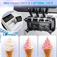 GARVEE 2200W Commercial Soft Serve Ice Cream Machine 3 Flavour 20-28L/h LCD Touch Screen Auto Cleaning Maker for Cafe Restaurant Bar