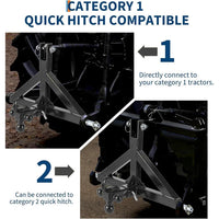 Garvee 3 Point Trailer Hitch 2" Receiver with Towing Ball & Hook Heavy Duty Cat.1 Steel Quick Hitch Attachment for Kubota Subcompact Tractor Farm Use