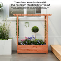 Garvee 201x44x114 cm Raised Garden Bed with Trellis Wood Planter Box Freestanding Elevated Garden Bed for Climbing Plants Natural Wood Color