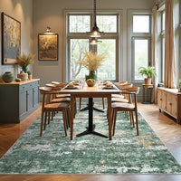 GARVEE Large Area Rug 160x230cm Green Abstract Vintage Carpet Soft Low Pile Stain-Resistant Comfortable Floor Mat Living Room Bedroom