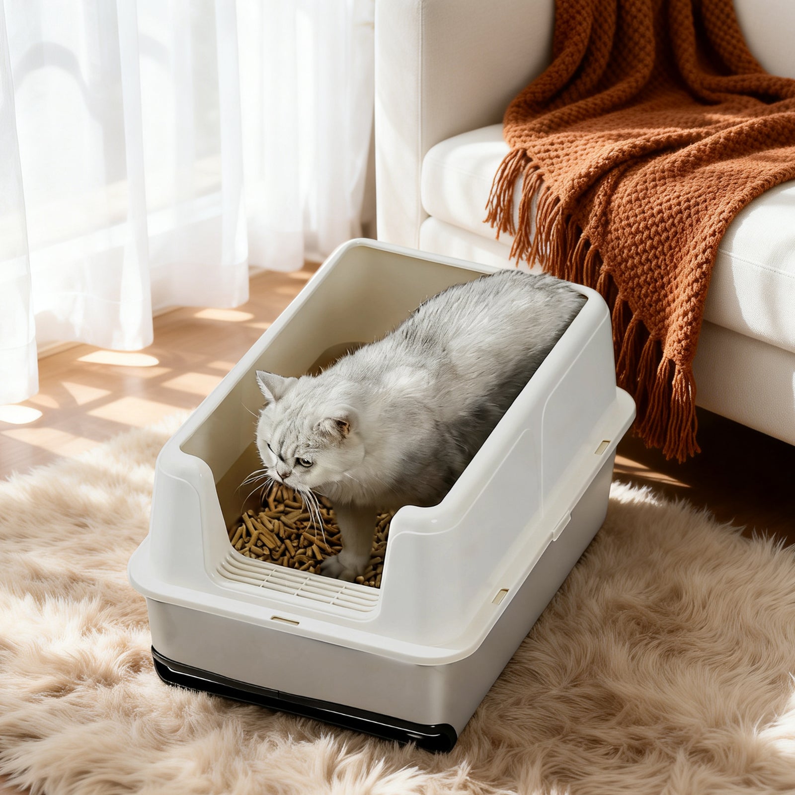 Garvee Stainless Steel Cat Litter Box,Easy to Clean and Odour-Resistant Cat Litter Tray
