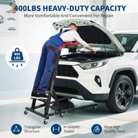 Garvee Foldable Topside Engine Creeper, 48"-66" Adjustable Height, 400lbs Heavy Duty Capacity, Padded Deck with Locking Swivel Castors, H-Base Stable Frame for Garage & Workshop Car Repairs