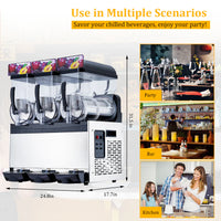 Garvee 45L Commercial Slush Machine, Triple Bowl 3 x 15L Frozen Drink & Granita Maker, 230V Self-Cleaning