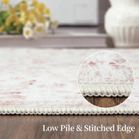 GARVEE 160x230cm Washable Area Rug Non-Slip Vintage Oriental Carpet Soft Modern Boho Stain Resistant Mat for Living Room Bedroom,Pink