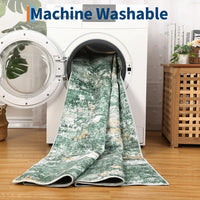 GARVEE Large Area Rug 160x230cm Green Abstract Vintage Carpet Soft Low Pile Stain-Resistant Comfortable Floor Mat Living Room Bedroom