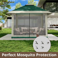 Garvee 396 x 396cm Canopy Tent Pop Up Gazebo With Mosquito Netting And Adjustable Height For Backyard Parties Green