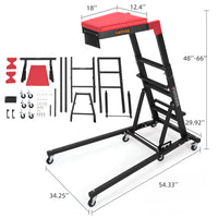 Garvee Foldable Topside Engine Creeper, 48"-66" Adjustable Height, 400lbs Heavy Duty Capacity, Padded Deck with Locking Swivel Castors, H-Base Stable Frame for Garage & Workshop Car Repairs