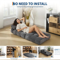 Garvee 3-in-1 Folding Convertible Sofa Bed with Pillow, Portable Sleeper Chair for Living Room Bedroom, Grey Single, Space-Saving, Comfortable, No Assembly