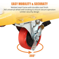 GARVEE 150kg Hydraulic Lift Table Cart Heavy Duty Single Scissor Lift Trolley 72cm Height Industrial Material Handling with Locking Wheels & Non-Slip Pad Yellow