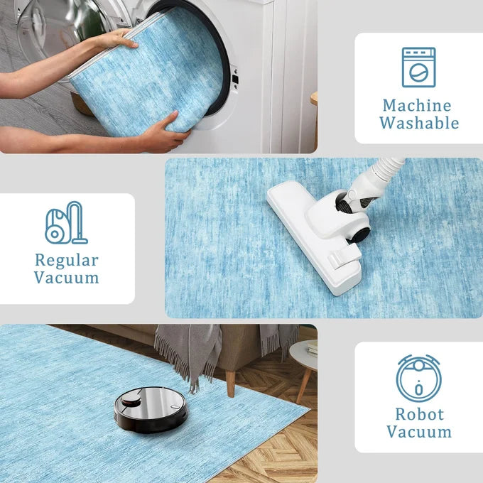 Garvee 120x170cm Modern Neutral Solid Colour Machine Washable Rug Hardwearing Carpet for Living Room Bedroom and Dining Area