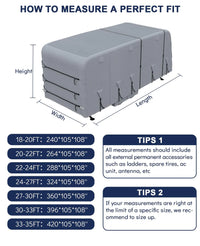 Garvee Heavy-Duty 4-Layer Caravan Cover(24-27ft) – Waterproof & Rip-Stop Breathable Winter Cover – Includes Hitch Cover & Gutter Protectors – Grey
