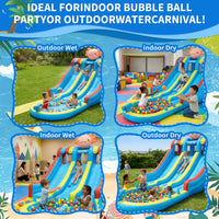 Garvee 8-in-1 Inflatable Water Park for Kids – Hexagonal Dragon-Themed Pool, Double Slides, Climbing Wall, Bounce House, Basketball Hoop, Water Guns, Durable Oxford, 550W Blower – 26002 Inflatable Water Park Hexagonal Dragon Theme - British Standard