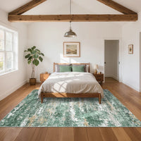 GARVEE Large Area Rug 160x230cm Green Abstract Vintage Carpet Soft Low Pile Stain-Resistant Comfortable Floor Mat Living Room Bedroom