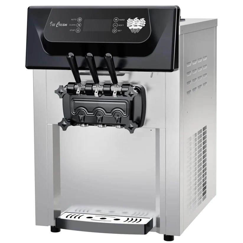 GARVEE 2200W Commercial Soft Serve Ice Cream Machine 3 Flavour 20-28L/h LCD Touch Screen Auto Cleaning Maker for Cafe Restaurant Bar