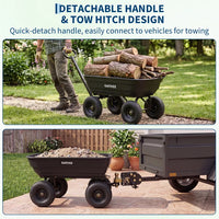 GARVEE 544kg (1200lbs) Heavy Duty Garden Tipping Trolley Quick Release Poly Tub Dump Cart Steel Frame Pneumatic Tyres Wheelbarrow Black
