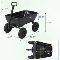 GARVEE 544kg (1200lbs) Heavy Duty Garden Tipping Trolley Quick Release Poly Tub Dump Cart Steel Frame Pneumatic Tyres Wheelbarrow Black