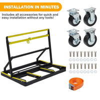 GARVEE Drywall Cart 1000kg Load Capacity Foldable Panel Trolley with Brakes Black & Yellow Sheetrock Plywood Ceramic Tile Dolly for Construction