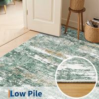 GARVEE Large Area Rug 160x230cm Green Abstract Vintage Carpet Soft Low Pile Stain-Resistant Comfortable Floor Mat Living Room Bedroom