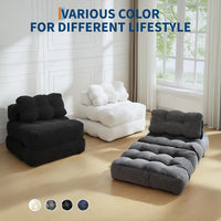 Garvee 3-in-1 Folding Convertible Sofa Bed with Pillow, Portable Sleeper Chair for Living Room Bedroom, Grey Single, Space-Saving, Comfortable, No Assembly