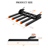 Garvee 107cm (42") Clamp on Debris Forks for Tractor Bucket Heavy Duty Loader Tines for Brush Logs and Waste Clearance Steel Attachment