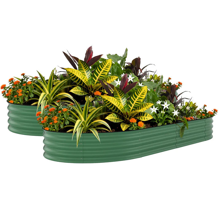 Garvee 2-Pack 305*122*46 cm Galvanised Metal Raised Garden Beds Large Deep Planter Boxes for Allotments, Vegetables & Flowers Green