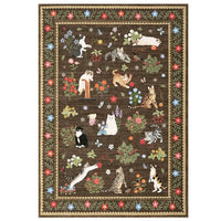 GARVEE Washable Area Rug 160x230cm Non-Slip Cat Floral Pattern Soft Pearl Velvet Carpet Low Pile Stain-Resistant Mat Living Room Bedroom