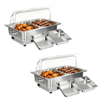 Garvee Adjustable Temperature Electric Chafing Dish Buffet Server – 8.5L Deep Food Warmer with Transparent PC Lid – Ideal for Parties, Catering, Weddings, Home Use – Includes 2*1/2 Gastronorm Pan (UK Standard)