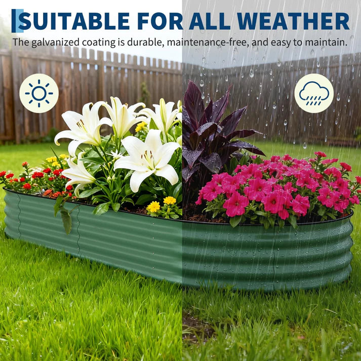 Garvee 2-Pack 244*61*61 cm Galvanised Metal Raised Garden Beds Large Deep Planter Boxes for Allotments, Vegetables & Flowers Green