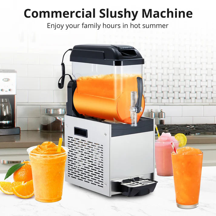 Garvee 230V Stainless Steel Commercial Slush Machine 12 L Capacity with Self Cleaning Function for Frozen Margaritas Cocktails Smoothies Restaurants,Bars,Coffee Shops and Home