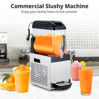 Garvee 230V Stainless Steel Commercial Slush Machine 12 L Capacity with Self Cleaning Function for Frozen Margaritas Cocktails Smoothies Restaurants,Bars,Coffee Shops and Home