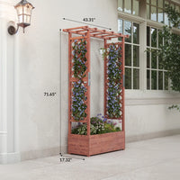 Garvee 110x44x182 cm Raised Garden Bed With Trellis Wood Planter Box Freestanding Elevated Garden Bed Natural Wood Color