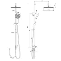 Garvee Modern Rainfall Shower System, 25 cm Stainless Steel Round Overhead & 3-Mode Handheld Shower Head, Height Adjustable No-Drill Concealed Valve Mixer Set with Anti-Limescale Nozzles, Mirror Chrome Finish