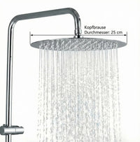 Garvee Modern Rainfall Shower System, 25 cm Stainless Steel Round Overhead & 3-Mode Handheld Shower Head, Height Adjustable No-Drill Concealed Valve Mixer Set with Anti-Limescale Nozzles, Mirror Chrome Finish